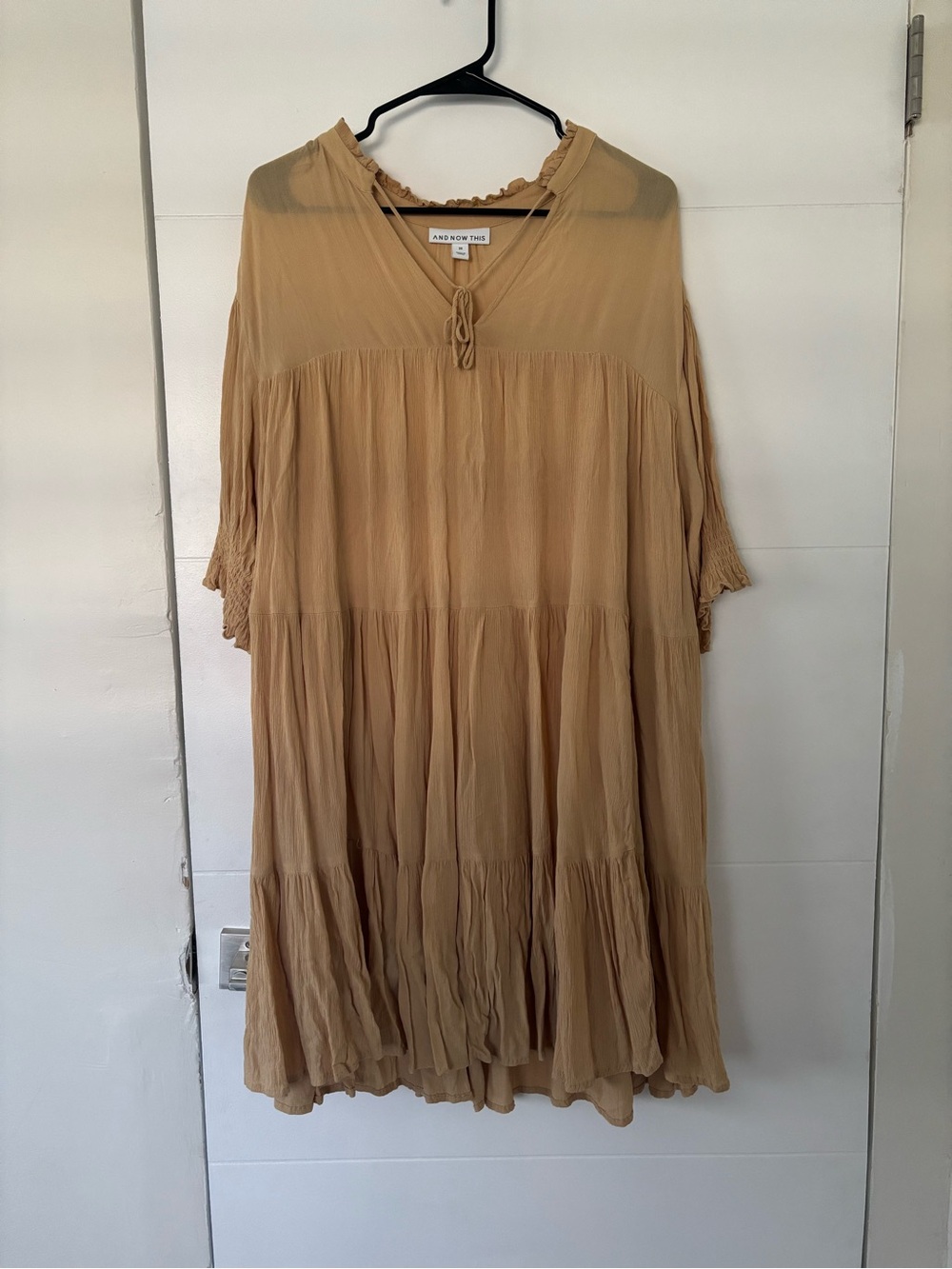 And Now This Taupe Tiered Plus Size Midi Dress